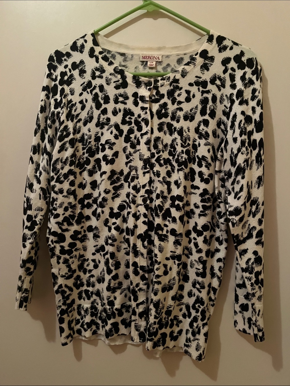 Merona Black and White Leopard-Print Cardigan